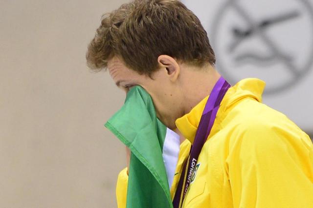 Após ouro em Pequim, Cielo fica com o bronze nos 50m livre em Londres FABRICE COFFRINI/AFP Após ouro em Pequim, Cielo fica com o bronze nos 50m livre em Londres FABRICE COFFRINI/AFP