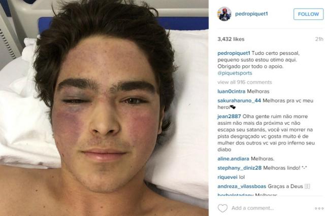 Após sofrer acidente, filho de Nelson Piquet recebe alta do hospital Arquivo Pessoal/