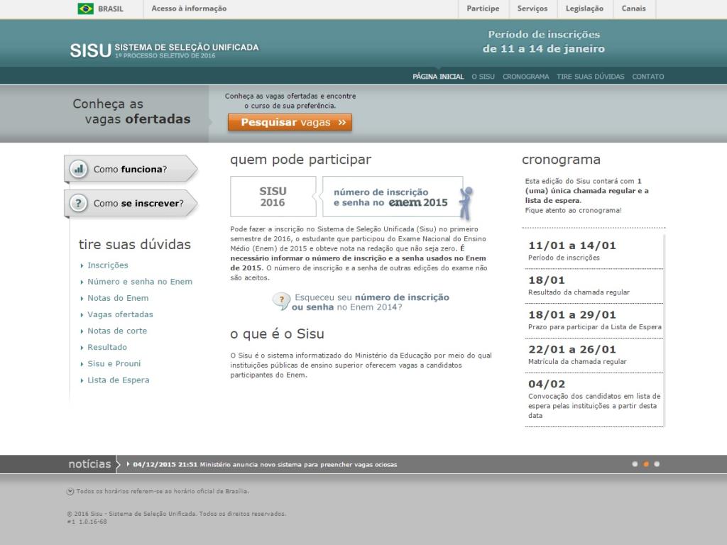 Saiba como pesquisar vagas e fazer a inscrição no Sisu