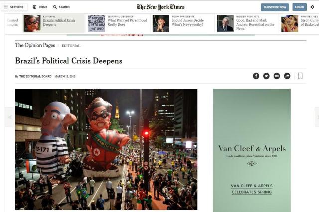 NYT faz dura crítica a Dilma e diz que brasileiros se enojaram com razão Reprodução/The New York Times