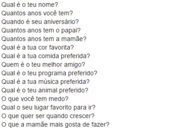 100 perguntas fascinantes do questionário para as crianças