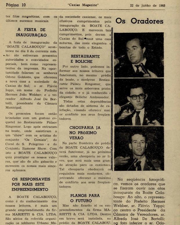 Reprodução Caxias Magazine / Acervo Centro de Memória da Câmara de Vereadores de Caxias do Sul Reprodução Caxias Magazine / Acervo Centro de Memória da Câmara de Vereadores de Caxias do Sul