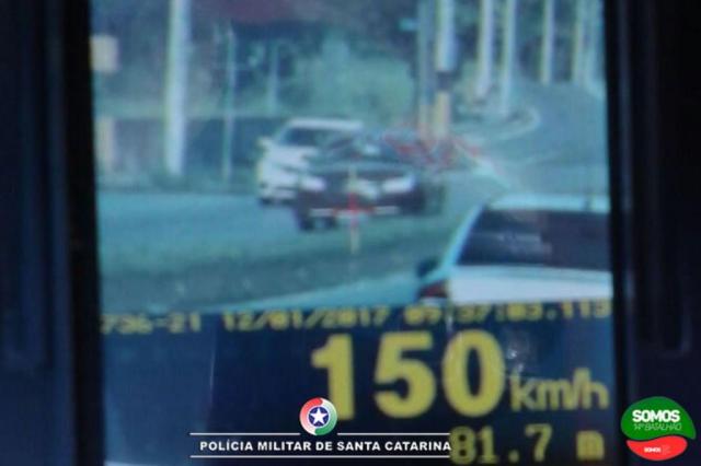 Radar da Polícia Militar flagra carro a 150 km/h em Jaraguá do Sul Polícia Militar/Divulgação Radar da Polícia Militar flagra carro a 150 km/h em Jaraguá do Sul Polícia Militar/Divulgação
