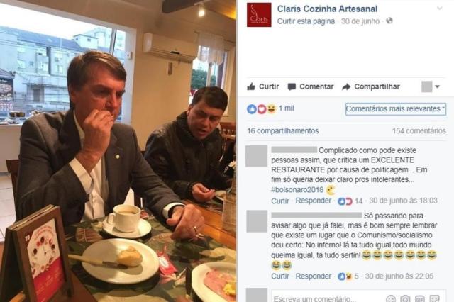 Restaurante de Porto Alegre posta fotos de café da manhã de Bolsonaro e gera polêmica Reprodução/Facebook
