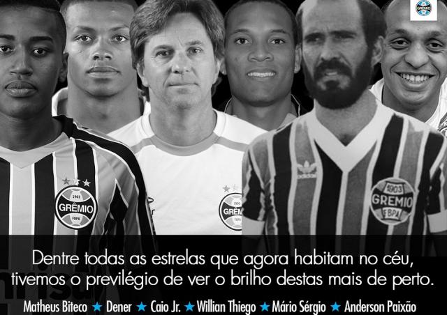 Grêmio homenageia ex-jogadores do clube vitimados em acidente da Chapecoense